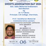 Adv. Sabu Memorial Endowment distribution and Prof. Sasidharan Memorial Commemorative Lecture – Dept of Zoology
